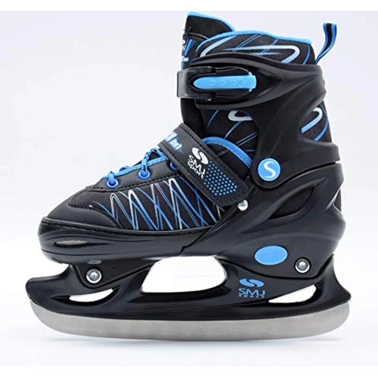 SMJ 2in1 Schlittschuhe + verstellbare Rollen JACK, Schwarz + Blau, für Kinder, verstellbare Größe 26-29, AUTO LOCK-Schnalle, Aluminium-Rollen, ABEC-5-Lager – Bild 4