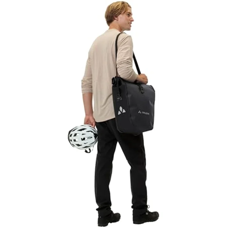 VAUDE Aqua Back recycelt Doppeltasche, Hinterradtasche für Kinderfahrrad, wasserdicht, 48 Liter, schwarz – Bild 8