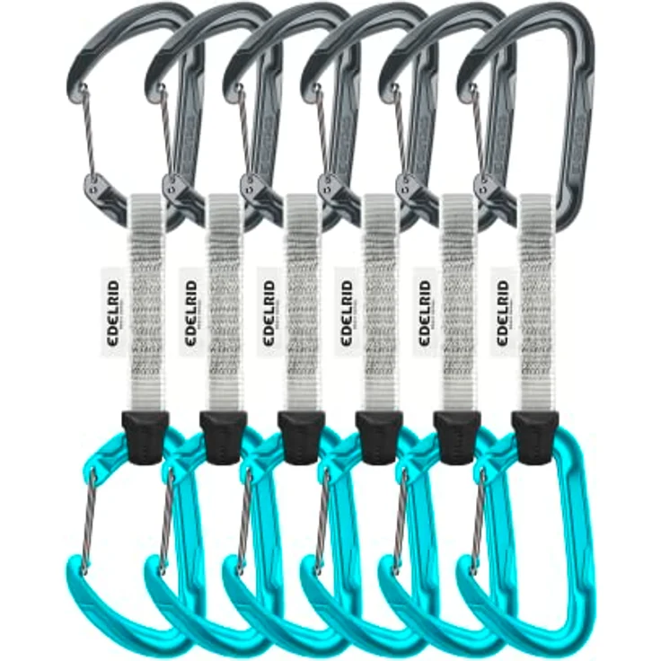 EDELRID Expressset Pure Wire Set Sixpack, Karabiner mit Drahtschnapper, Slate-icemint – Bild 2