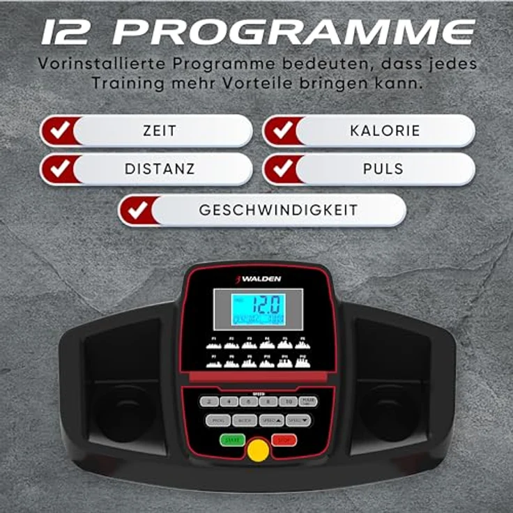 Elektrisches Laufband für Zuhause, faltbar, 10 km/h, 12 km/h, 1 – 2,5 PS, 12 voreingestellte Programme, LCD-Display, 1 – 10 km/h, 1 – 12 km/h, Modell 2023, manuelle Neigung in 3 Stufen (3680) – Bild 3