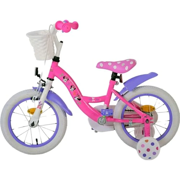 Volare Kinderfahrrad 14 Zoll Mädchenfahrrad Minnie Mouse 21412-SACB, Rücktritt, Korb, Stützräder, rosa – Bild 8