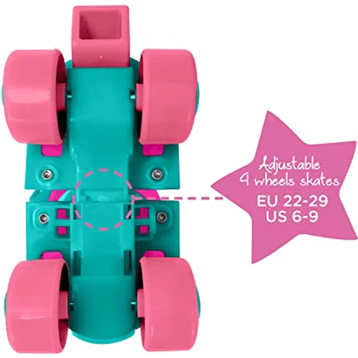 Mondo Einhorn Rollschuhe, verstellbar von Grösse 22 bis 29, mit Ellenbogen- und Knieschützer – Bild 6
