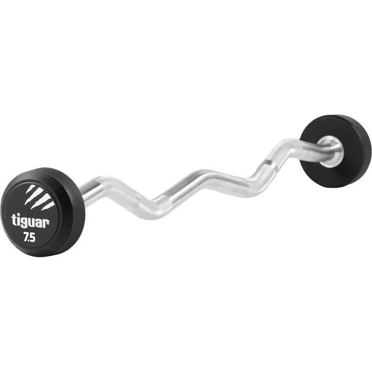 Tiguar GymletiX Curl PolyurethanBarbells – Ergonomische verchromte Curlhantel für Krafttraining, 40 kg, rutschfeste Oberfläche