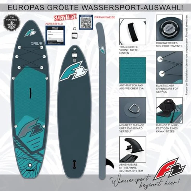 F2 SUP Stand Up Paddle Board Drive 320cm 10,5 Petrol, vielseitig und stabil, inkl. Zubehör und 6" Dropstitch-Material – Bild 2