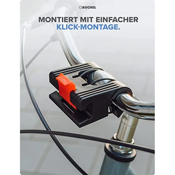 BÜCHEL Fahrradkorb vorne, faltbare Einkaufs-Tasche mit Express-Halterung, 20l Volumen, 5kg Zuladung, Reflexionsstreifen, für Lenker 22-26mm – Bild 5
