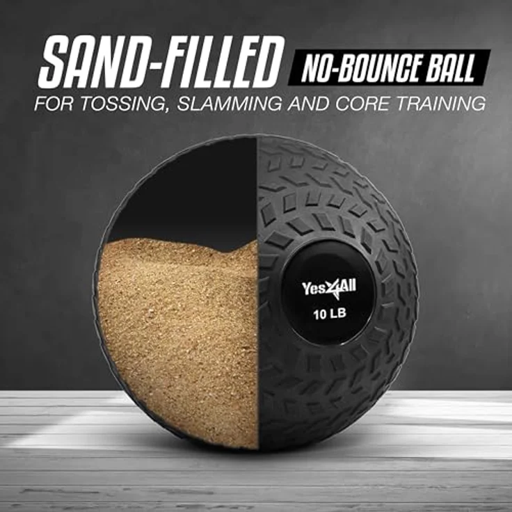 Yes4All Slam Ball Ball-Tread-Black-10lbs, Schwarz, 4.54kg – Bild 4