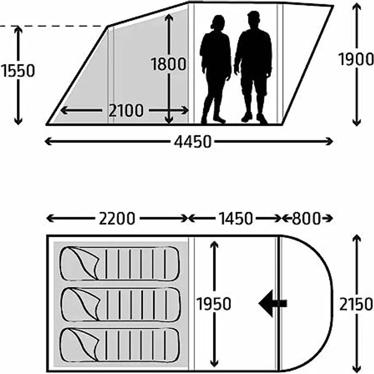 Kampa Brean AIR Tunnelzelt, aufblasbar für 3 Personen, 13.78 kg, mit Belüftungselementen und zusätzlichem Vordach – Bild 6