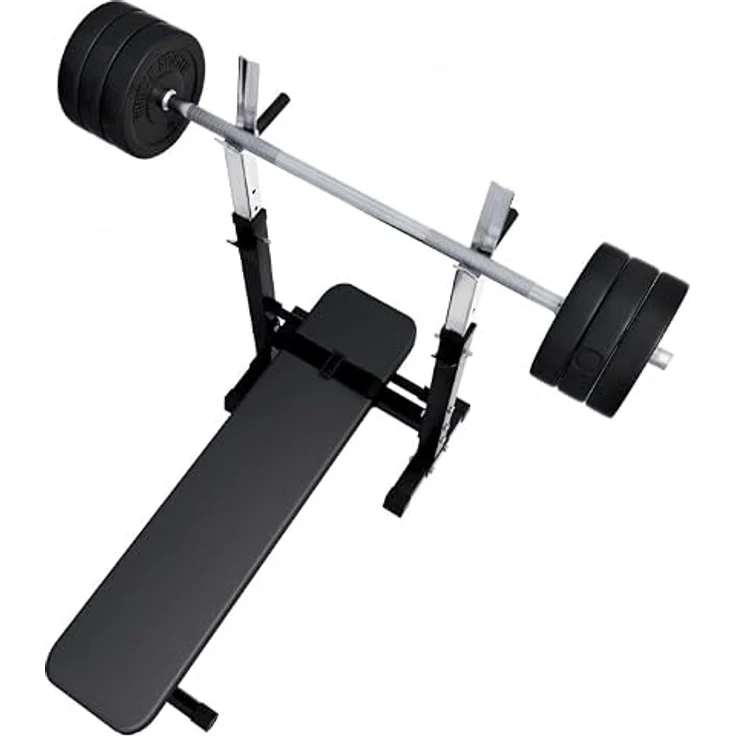 GORILLA SPORTS Hantelbank mit Ablage, Dip-Station, inkl. Hantelset 100kg, Klappbar, Schwarz/Weiß, für effizientes Krafttraining – Bild 11