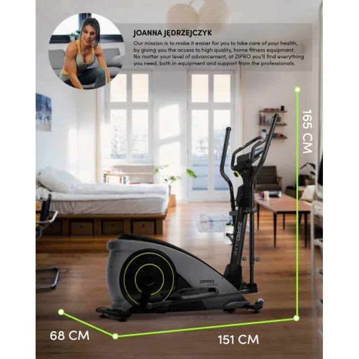 Zipro Dunk Magnetischer Crosstrainer für Zuhause iConsole+ bis zu 150 kg - 12-Stufen Widerstand Ellipsentrainer Heimtrainer mit Computer misst Puls Kalorien Distanz Schnelligkeit - in Grau – Bild 2