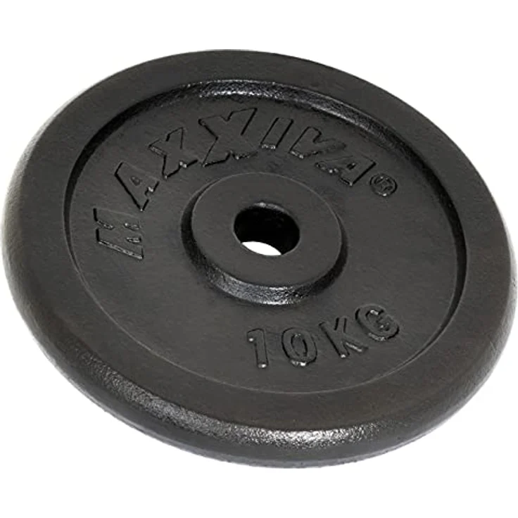 MAXXIVA Hantelscheiben 2er Set Gewichtsplatte je 10 kg 100% Gusseisen schwarz 20 kg Fitness Krafttraining Bodybuilding Workout Gewichtheben Reha – Bild 2
