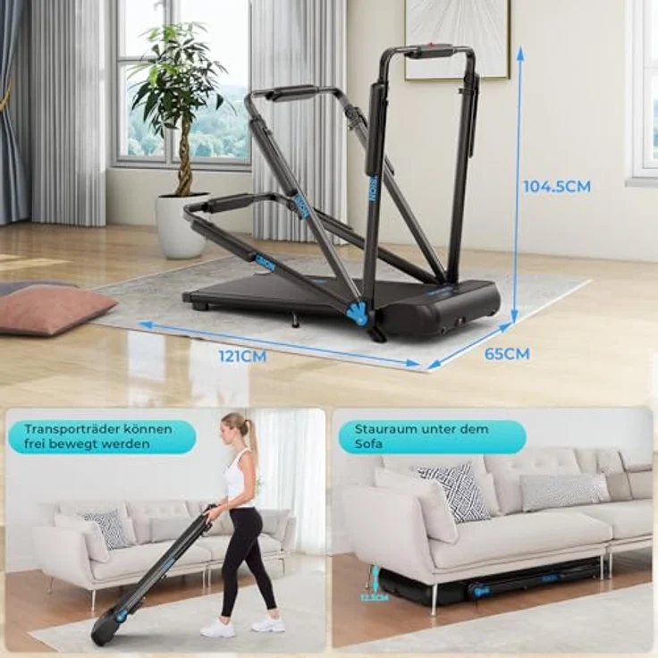 Riksion Laufband Klappbar mit Neigung bis 14 km/h, höhenverstellbare Workstation mit LED-Anzeige, Fernbedienung und App-Steuerung, 100 x 40 cm Walking Pad für Zuhause und Büro – Bild 5