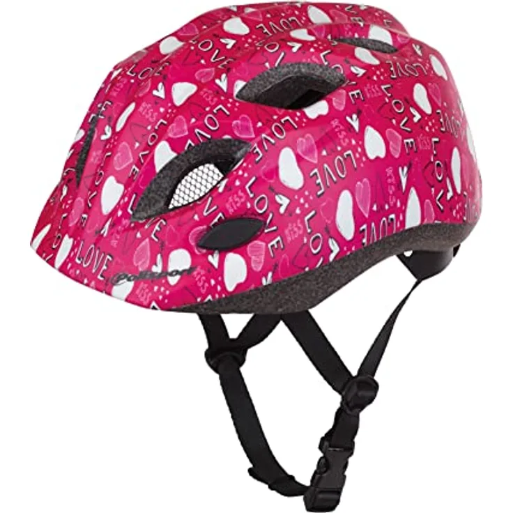 Polisport 8740900017 - S Junior Premium Love Helm, verstellbar Größe S (52-56 cm), CE-zertifiziert, mit LED und 10 Lufteinlässen, für Radfahren und Skateboarden, Farbe Love