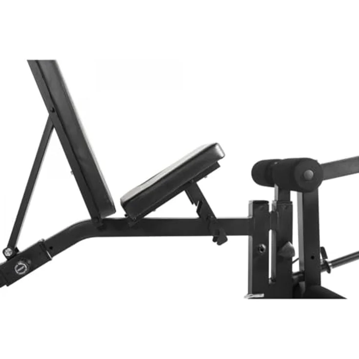 GORILLA SPORTS® Kraftstation - Verstellbar, mit Hantelbank, Latzug, Butterfly, Beincurl, Curlpult, aus Stahl, Schwarz - Multifunktionale Fitnessstation für Zuhause – Bild 2