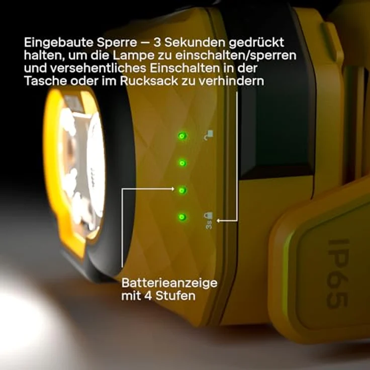 Silva Discover Stirnlampe, batteriebetrieben, 500 Lumen, 3 Helligkeitsstufen, Wasser- und staubdicht, Weiß, Orange & Rot LED, ideal zum Joggen – Bild 4