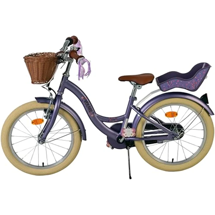 Volare Kinderfahrrad Blossom, 18 Zoll für Mädchen, lila, mit geschlossenen Kettenschutz, höhenverstellbarem Sattel und Lenker, Hand- und Rücktrittbremse – Bild 9