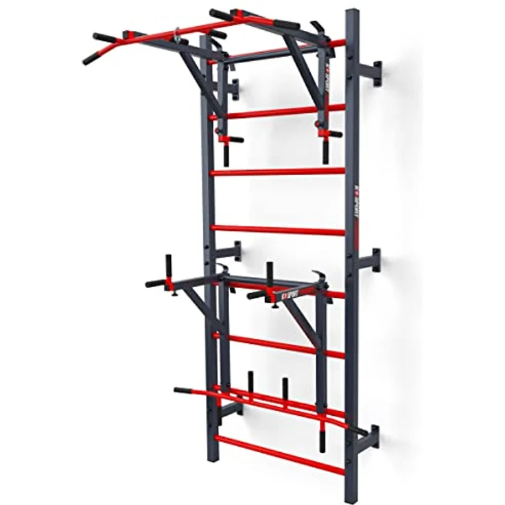 K-Sport: Trainingsset - Sprossenwand mit Dip Station & Klimmzugstange I Kraftstation mit Pull-Up Bar, Dip Stange für anspruchsvolle Workouts, inkl. E-Book – Bild 1