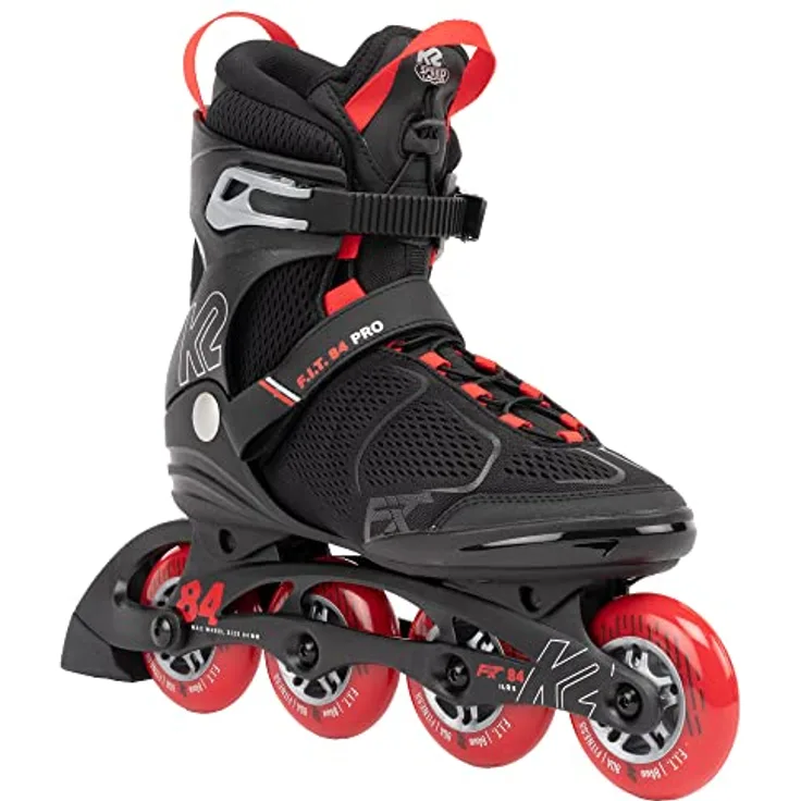 K2 Skates Herren Inline Skates F.I.T. 84 PRO, 84 mm Rollen, Schnellschnürung, Stability Plus Cuff, Aluminiumrahmen, Schwarz-Rot