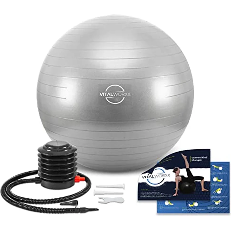 VITALWORXX Gymnastikball für Schwangere, extrem stabil, Sitzball Yogaball Pezziball 75 cm mit Pumpe, mit Übungen für Schwangerschaft, Geburt, Gesundheit, – Bild 5