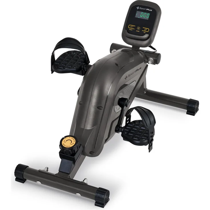 SportPlus Mini-Heimtrainer inkl. Trainingscomputer, 8 Widerstandsstufen, Pedale wie beim Crosstrainer, Midnight Grey