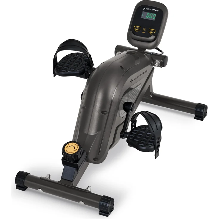 SportPlus Mini-Heimtrainer inkl. Trainingscomputer, 8 Widerstandsstufen, Pedale wie beim Crosstrainer, Midnight Grey