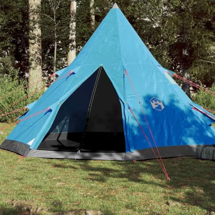 vidaXL Campingzelt, Tipi-Zelt für 4 Personen, wasserdicht mit E-Anschluss, blau, 5.5 kg – Bild 2