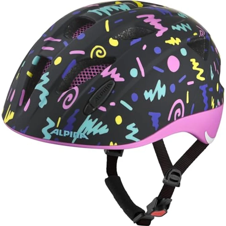 ALPINA XIMO, Leichter & Bruchfester Kinderfahrradhelm mit LED-Licht, Black-Confetti matt, 47-51 cm, Dreidimensionale Anpassung, Optimale Belüftung, Sicherheitsreflektoren – Bild 1
