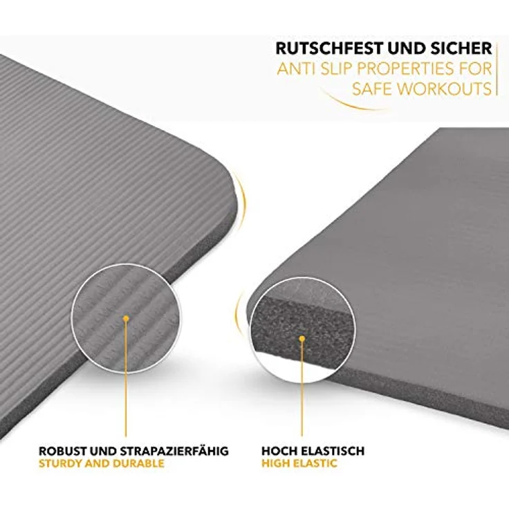 TRESKO Yogamatte Phthalatfrei - Gymnastikmatte rutschfest, Pilatesmatte Fitnessmatte mit Tragegurt, 185 x 60 x 1,0 cm – Bild 4