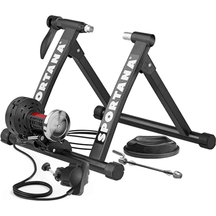 Sportana Rollentrainer Galibier, 6 Gänge Magnet-Fahrradtrainer, klappbar, Stahl, bis 150kg, schwarz – Bild 2