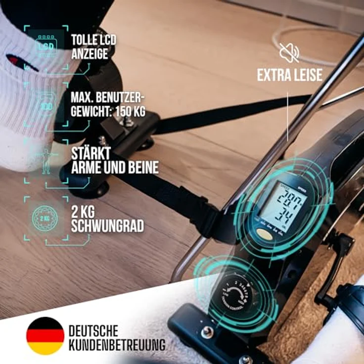 Fjoerdesports Professioneller Arm- und Beintrainer | extra leise & gelenkschonend inkl. Befestigungsgurt | extrem leise und rutschfest | Heimtrainer | Seniorentrainer – Bild 3