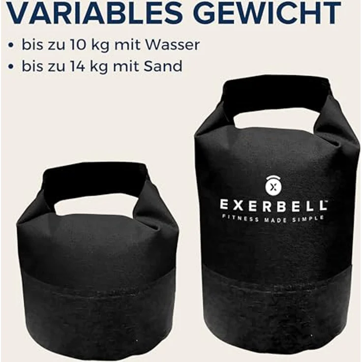 Exerbell Kettlebell verstellbar & faltbar 2-14 kg (1 x Schwarz) – Adjustable Kettlebell – Sandbag Training & Gewichtssack – Strength Training Equipment – Bild 4