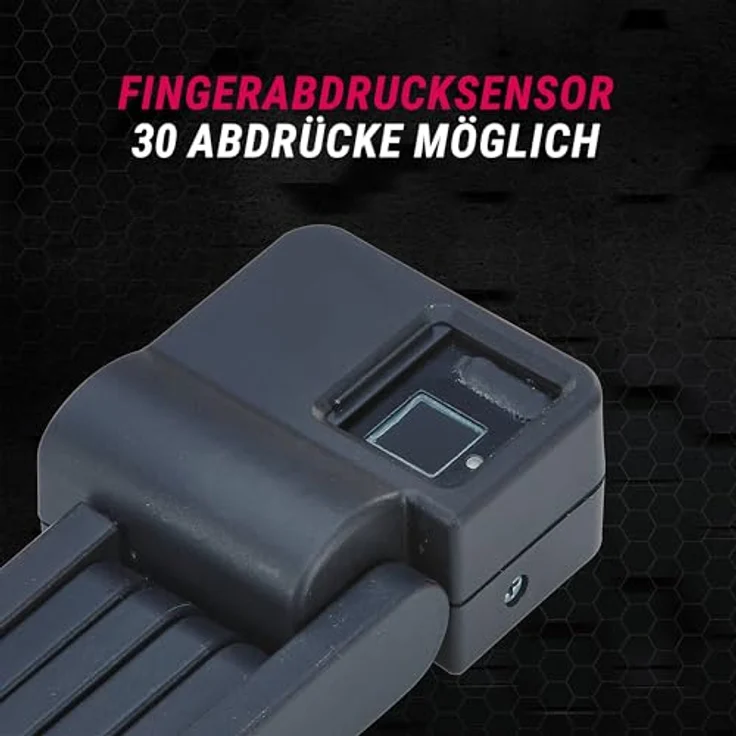 Prophete Faltschloss mit Fingerabdrucksensor, inkl. Schlosshalter, Sicherheitslevel 7, schwarz – Bild 3