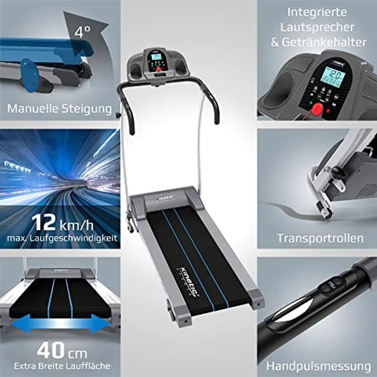KINETIC SPORTS Pro Laufband klappbar KST3000 mit großer Lauffläche - 1100W Motor, 12 Programme, Steigung für GEH- und Lauftraining, integrierte Lautsprecher, bis 12 km/h – Bild 3