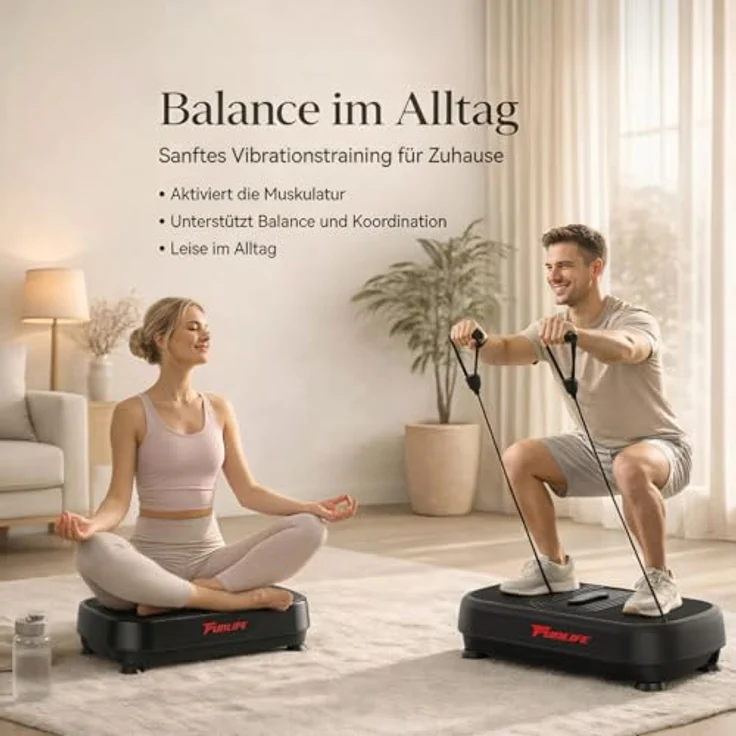 Funlife V6 Vibrationsplatte, 120kg, 120 Stufen & 5 Programme, Fitnessplatte mit Trainingsseilen & Bluetooth, kompakt & leise für Heimtraining – Bild 4
