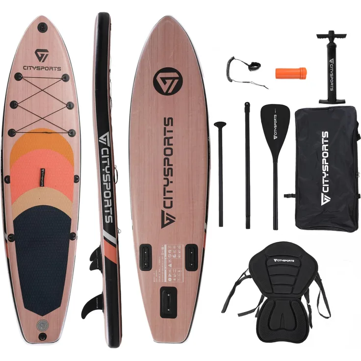 CITYSPORTS Stand Up Paddle Set 320x80x15 cm, Aufblasbares SUP-Board bis 160 kg, Komplettset mit Tragetasche und Paddel, stabil und leicht