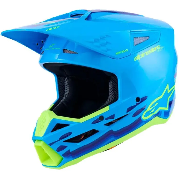 Alpinestars SM3 Force ECE22.06 Offroad-Helm, Blau, 2XL, mit maximiertem Aufprallschutz und innovativem Belüftungssystem