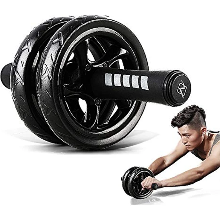 H&S Fitness Bauchtrainer Gerät - Ab Roller Bauchmuskeltrainer mit Extra Dicker Fitness Knie-Pad-Matte - Sportgeräte & Trainingsgeräte für Männer & Frauen für Zuhause – Bild 2