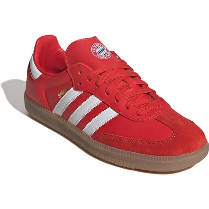 adidas Samba FC Bayern, Laufschuhe aus Leder mit Vereinslogo in Rot und Weiß, EU 46 – Bild 4