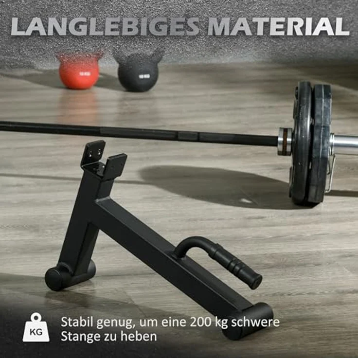 SPORTNOW Barbell Jack Deadlift Jack, rutschfester Griff für Kreuzheben, Stahl schwarz, bis 200 kg belastbar – Bild 4