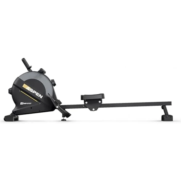 Hop-Sport Rudergerät für zuhause Aspen - Klappbares Rudergerät in Schwarz/Grau/Gold mit Magnetbremssystem, 16 Widerstandsstufen, LCD-Anzeige & Ipad-Halterung, bis 120kg belastbar – Bild 5