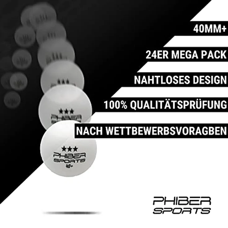 PHIBER-SPORTS 3 Sterne Tischtennisbälle 40+ mm, 24er Pack - Premium Qualität mit perfektem Spin und Bounce - Ideal für Anfänger und Profis – Bild 2