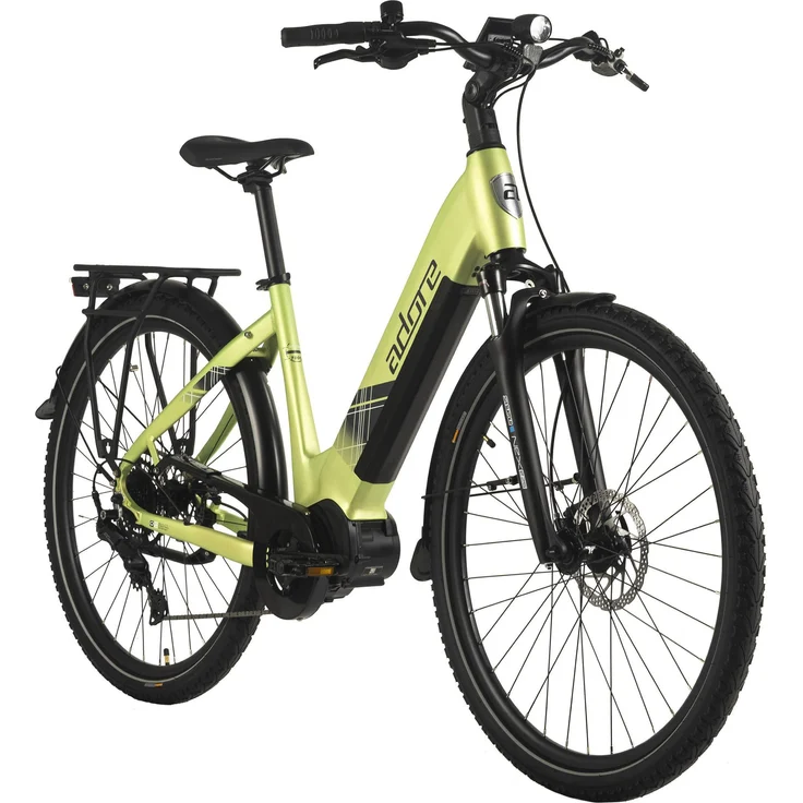 Adore E-Citybike CX-380, E-Bike mit VINKA Mittelmotor, 85 Nm, 120 km Reichweite, Lime Green
