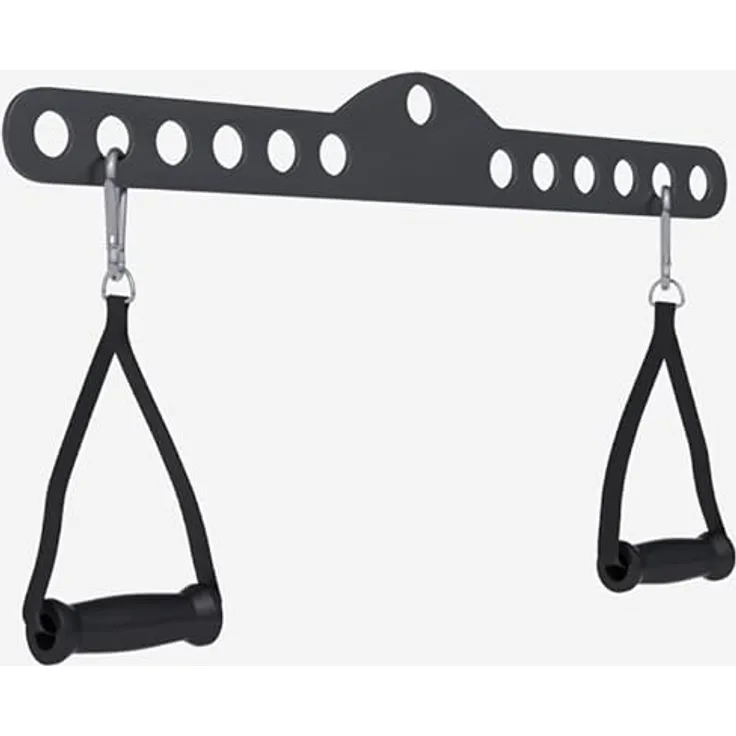 GORILLA SPORTS® Latzugstange - inkl. 2 Griffe, Karabiner, Verstellbar, 60/75/100 cm, Schwarz - Pull Down Bar, Kabelzuggriff, Rudergriff, Bizeps Trizeps Stange, Kabelzug, Seilzug Griff, Krafttraining