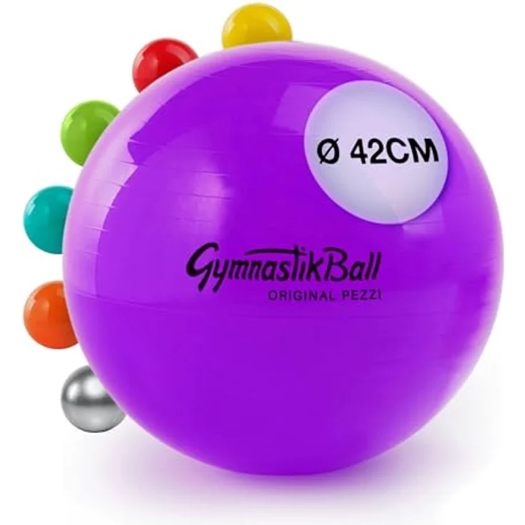 PEZZI Original Pezziball Standard 42cm Ø, Gymnastikball aus robustem PVC, belastbar bis 400 kg, rückenfreundlich, violett – Bild 1