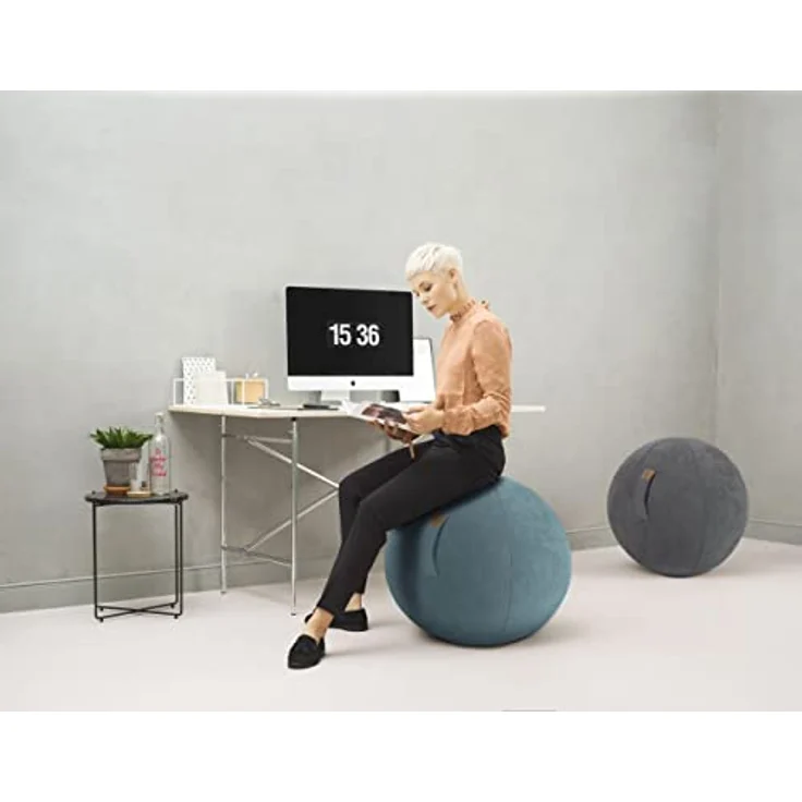 Sitting Point Sitting Ball Sitzball/Gymnastikball ALFA mit Velours-Bezug in anthrazit, inkl. Pumpenadapter, waschbar bei 30°, Made in Germany – Bild 5