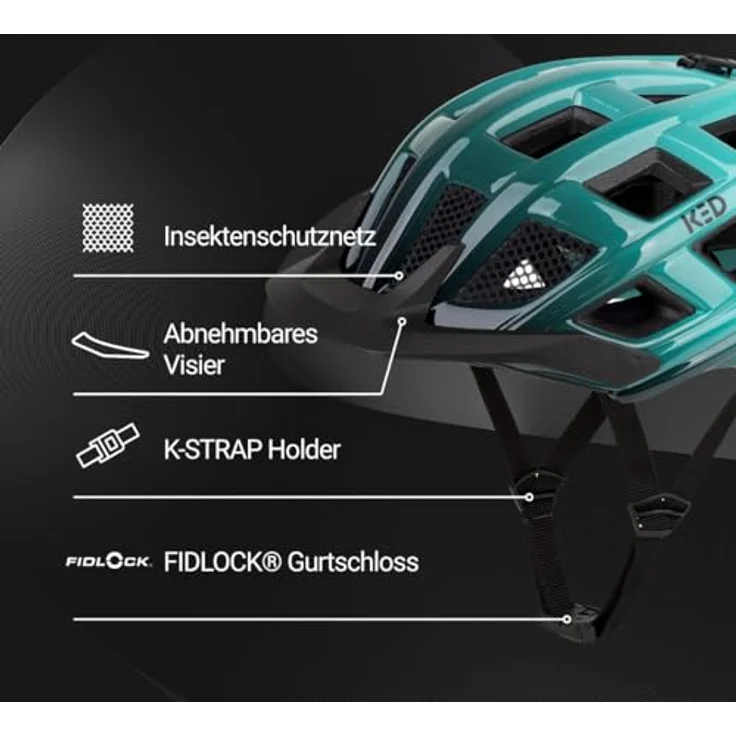 KED CROM, leichter Fahrradhelm mit K-FIT Anpassungssystem, türkis M 52-58 cm, mint black glossy – Bild 2
