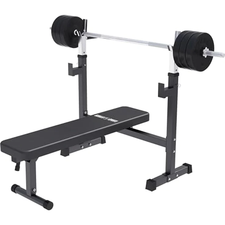 GORILLA SPORTS® Hantelbank klappbar mit Ablage, 170 cm Langhantel, 35 cm Kurzhantel, 120 cm SZ Stange, Gewichtsset 40/70/100 kg, bis 300 kg, Schwarz - Trainingsstation für Ganzkörper-Workout – Bild 1