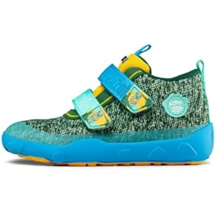 Affenzahn KNIT HAPPY Bär, Unisex Wanderschuhe, Barfussschuhe, wasserdicht und atmungsaktiv, Klettverschluss, Gummisohle, Grün (Größe 27)