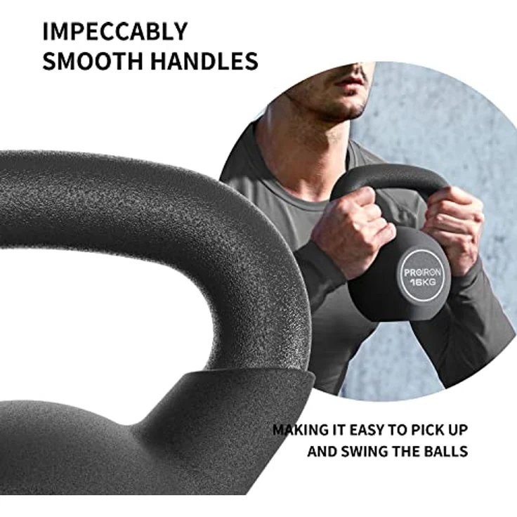 PROIRON Kettlebell, Kugelhantel mit hochwertiger Neoprene Coated, 16 kg | Bodenschonend | Schwunghantel Rundgewicht Neopren – Bild 2