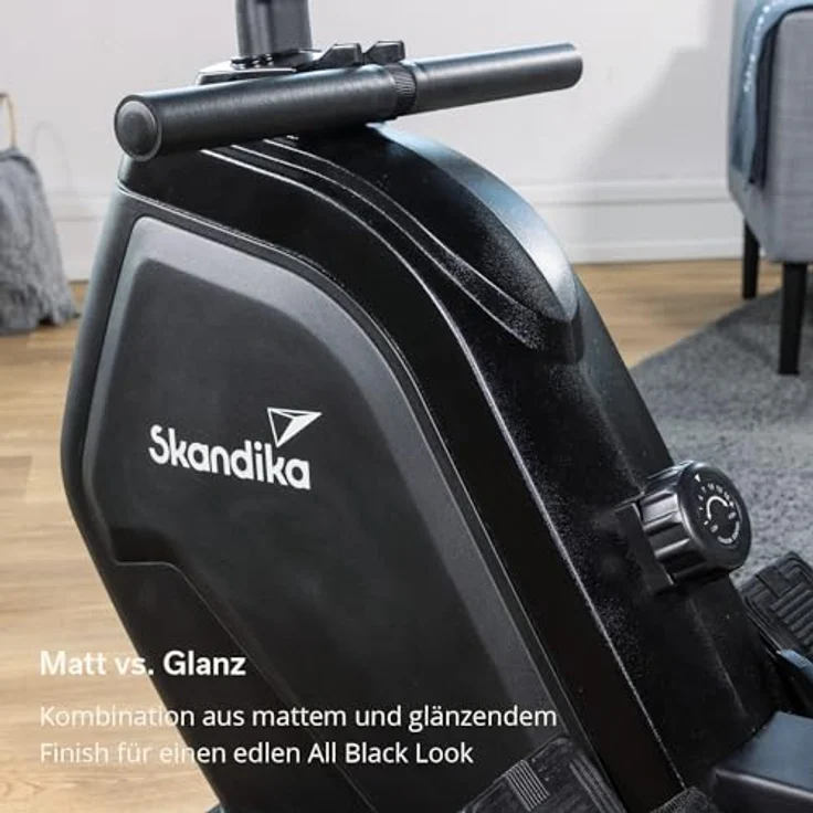 Skandika Rudergerät Munin | Rudergerät für zuhause, klappbar, 16-stufiger Magnetwiderstand, 8 kg Schwungmassensystem, Kinomap App kompatibel | Fitnessgerät (schwarz) – Bild 5