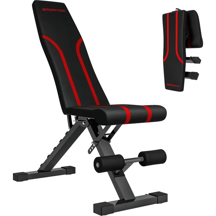 MH Handel GmbH Klappbare Workout-Bank, 6-stufige Rückenlehne, 4-stufiger Sitz, gepolstert, Schwarz